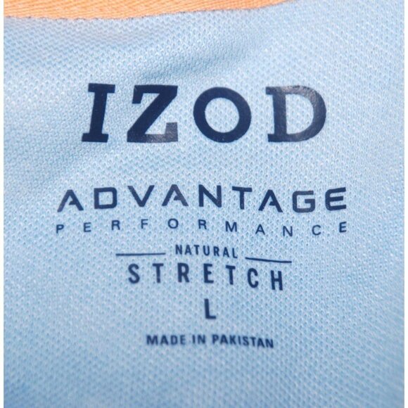 NWT Izod Advantage Men's Size Large Peach Blue Striped Polo Shirt Sport Flex - Picture 7 of 9